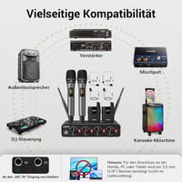 TONOR UHF Vezeték Nélküli Mikrofon Szett Kézi/Csíptetős/Fejhallgatós/Csiptetős Mikrofonokkal, 20 Csatorna, 60m  4