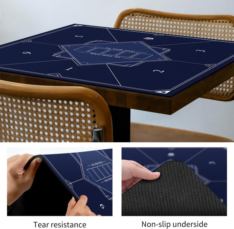 LaiEr 140x140 cm Vízálló Póker Alátét - Összehajtható Gumi Póker Asztallap Texas Hold'em és Blackjack Játékokhoz