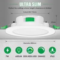 6 db ALUSSO LED Süllyesztett Spotlámpa, 230V, Szabályozható, IP65, 7W, 68mm, Lapos, 3 Színhőmérséklet 2