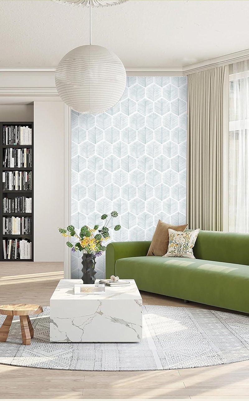 myforHD Öntapadós Tapéta - Modern Zöld Hatszög Mintás PVC Fólia Bútorokhoz - Vízálló Dekorációs Matrica Fiókokhoz, Polcokhoz (44cm x 10m)