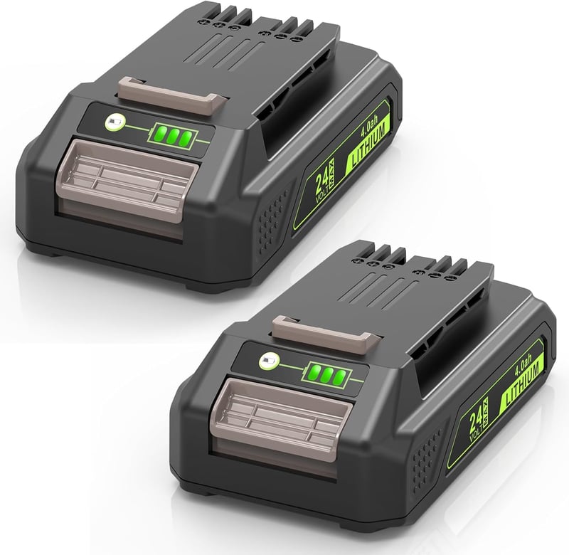 ASUNCELL 24V 4.0Ah Li-Ion Akkumulátor Csomag (2db) - Greenworks Szerszámokhoz Kompatibilis Pótakkumulátor, LED Töltöttségjelzővel
