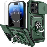 iPhone 14 Pro Katonai Zöld Mágneses Gyűrűs Tok Kameravédővel 1