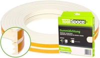 ToolSpace Öntapadós Ajtó- és Ablakszigetelő Szalag, 6m, E-Profil, Fehér, Gumi Tömítés, Por- és Rovarvédelem, Energiatakarékos, Bel- és Külté 1