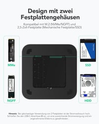 AGPTEK Type-C Hub Mac Mini M1 M2 Dokkoló Állomás - NVMe/SATA SSD Bővítőhely, Kártyaolvasó, USB Portok, Ezüst 2