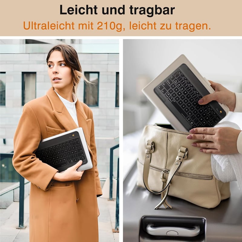Tumeiguan Háttérvilágítású Bluetooth Billentyűzet - Megnövelt Billentyűkkel, QWERTZ Német Kiosztás, iOS/Android/Windows/Mac Kompatibilis, Ul