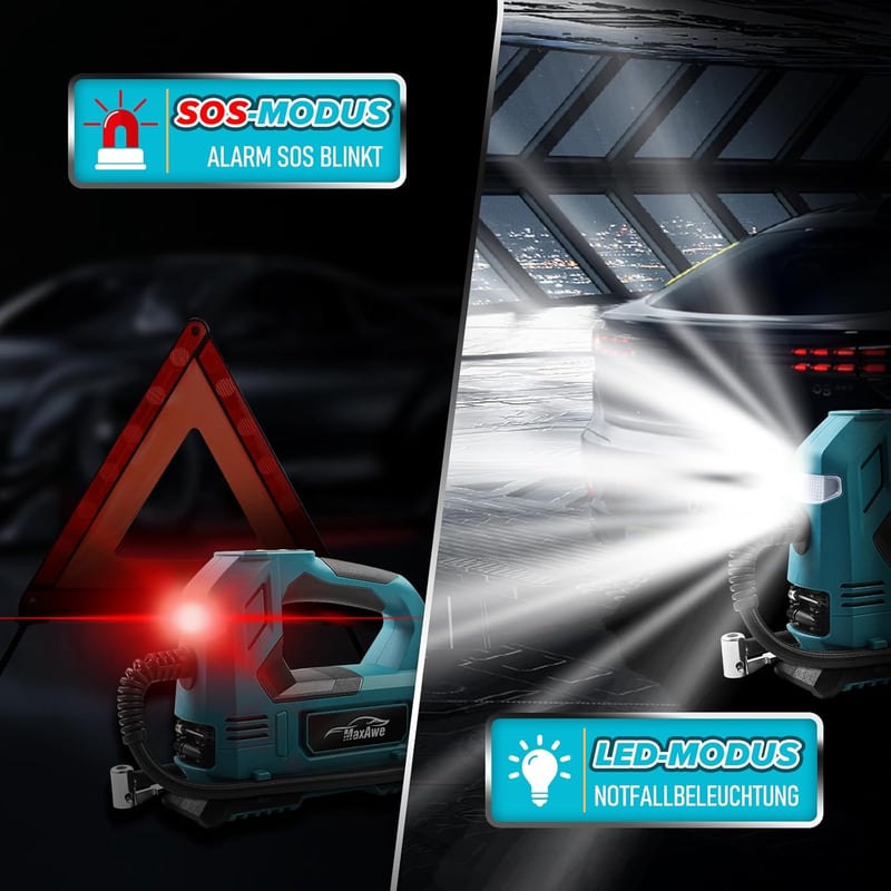 MaxAwe Akkumulátoros Kompresszor Makita 18V kompatibilis - Vezeték Nélküli Pumpa Autókhoz, Motorokhoz, Biciklikhez