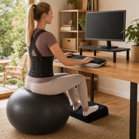 Pachet confort birou: minge fitness + suport încheietură + centură postură + suport monitor + pernă 13cm 1