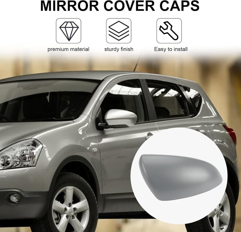 ConBlom Visszapillantó Tükör Borítás Nissan Qashqai 2007-2014 Modellekhez - Texturált Fekete ABS Műanyag Tükörkupak Szett Bal és Jobb Oldalr