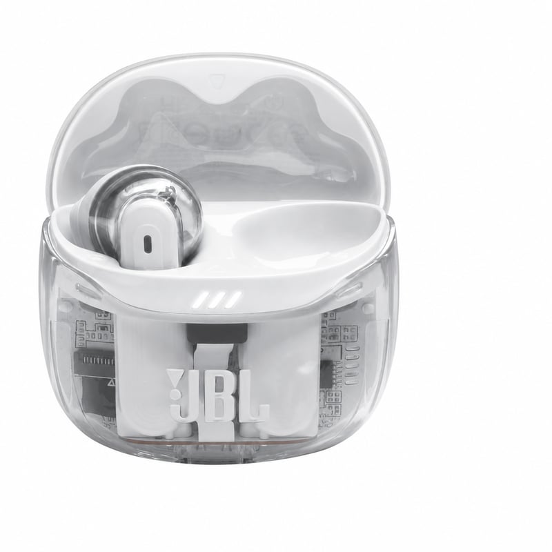 Căști wireless JBL Tune Flex Ghost 2 cu ANC, 48 h, IP54 - alb — fără cablu de încărcare USB (stare: vezi a 2-a imagine)
