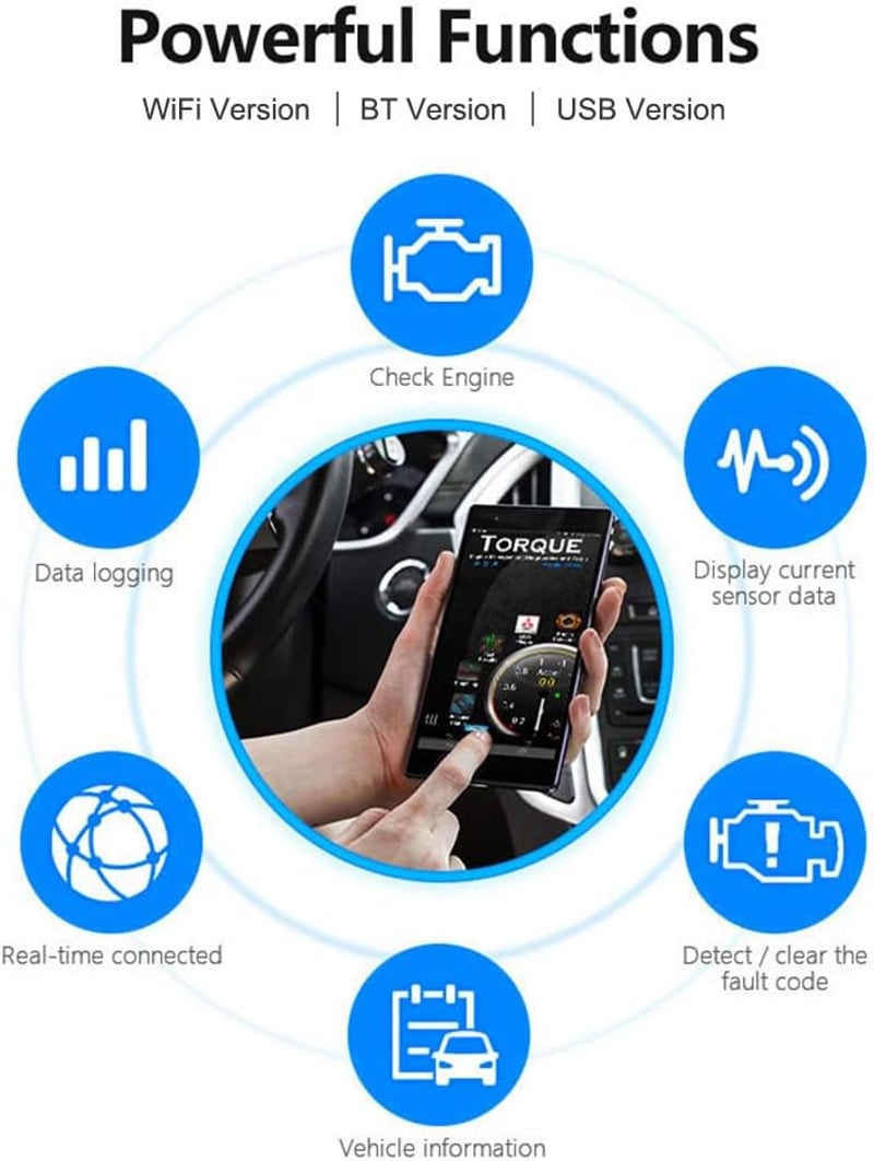 KONNWEI KW903 Mini BT3.0 OBD2 Autó Diagnosztikai Szkenner - Android és Windows PC Kompatibilis Hibakódolvasó, Fekete
