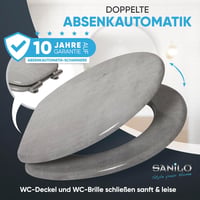 Sanilo Ovális WC Ülőke Beton Mintázattal - MDF Fa Hatású Toalett Tető Soft-Close Mechanizmussal, Stabil Zsanérokkal, Egyszerű Szereléssel 3