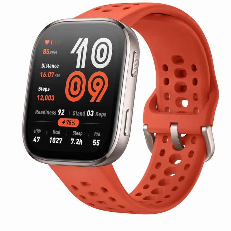 Inteligentné hodinky Amazfit Bip 6, 46 mm, GPS, AMOLED, 14-dňová výdrž batérie – červené – bez nabíjacieho kábla (stav: pozri 2. obrázok)