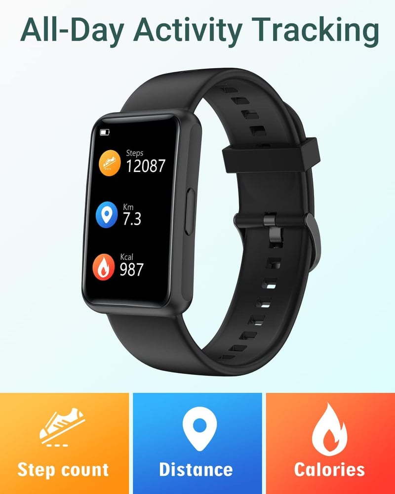 HUAKUA Okosóra Lépésszámlálóval - Nagy Kijelzős, Vízálló Fitnesz Tracker Applikáció Nélkül