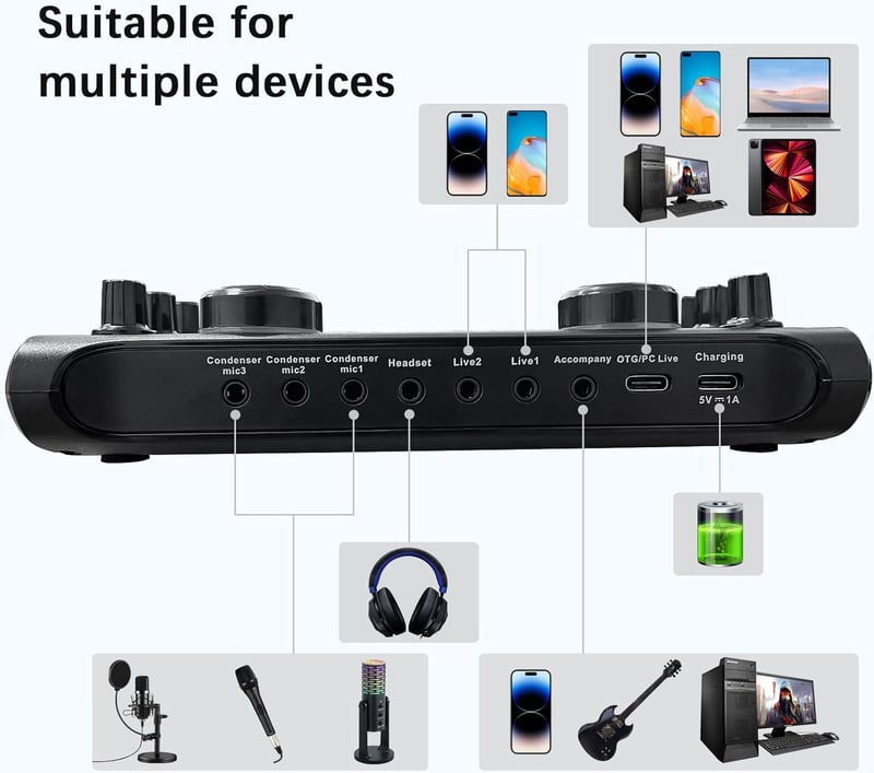 RUBEHOOW Mixer Kit DJ Controller BM800 Mikrofon Élő Előadáshoz Karaoke Felvételhez