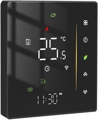 MOES WiFi Okos Termosztát Padlófűtéshez - Fekete Érintőképernyős Fűtésszabályozó Tuya/Smart Life Applikációval, Alexa/Google Hangvezérléssel 1