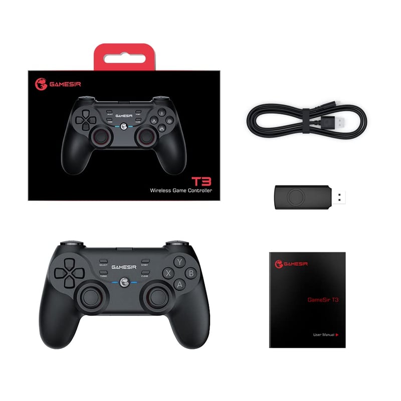 GameSir T3 Vezetékes és Vezeték Nélküli Kontroller Windows 7/10+ és Android TV Box Rendszerekhez, Turbo Funkcióval, Beépített Akkumulátorral