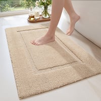 WYFX-Z-5080 Fürdőszobai Szőnyeg 50x80 cm - Csúszásmentes Mosható Mikroszálas Fürdőszobai Kilépő, Erősen Nedvszívó Fürdőkád Szőnyeg Bézs Szín 1