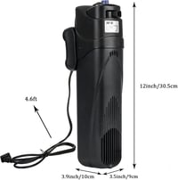 BootyBay JUP-01 UV Akvárium Szűrő 150-300 Literes Medencékhez, 800L/h Belső Vízszűrő Pumpa Zöld Alga Eltávolítóval, 9W UV Lámpával és 2 Póts 5