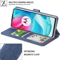 Motorola Moto G60S kék flip tok - mágneses, kártyatartós, állványos 2