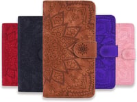 Samsung Galaxy A35 5G Mandala Mintás Piros Bőr Flip Tok Kártyatartóval 7