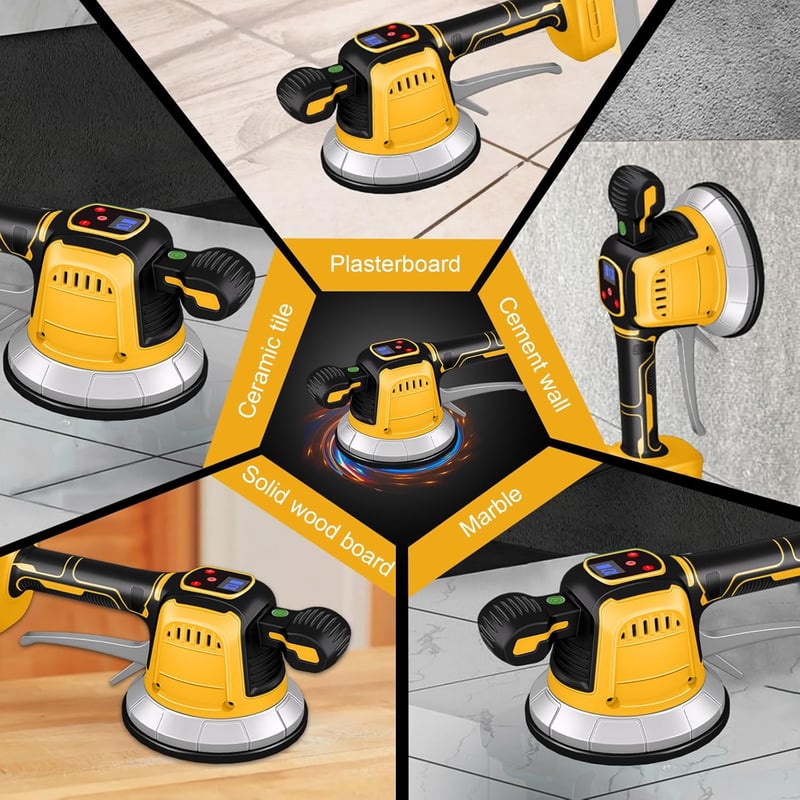 WingFly Elektromos Csempevibrátor Dewalt 18V/20V Akkumulátorhoz - 148mm Tapadókorong, 10 Fokozat, 160kg Teherbírás (Akkumulátor Nélkül)