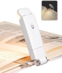 DEWENWILS Tölthető Olvasólámpa Csipesszel - USB-s Könyvlámpa Állítható Fényerővel, Meleg Fehér Fény, Kompakt Könnyű Kialakítás, Tökéletes Aj 1