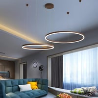 YYUTLUO Modern LED Csillár, 2 Barna-Arany Gyűrű, 40+60 cm, 40W, Távirányítós Fényerőszabályzás, Fém-Akril Függőlámpa Nappaliba 5