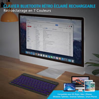 Háttérvilágítású AZERTY Bluetooth billentyűzet iPad, Mac, Windows, Android eszközökhöz 5