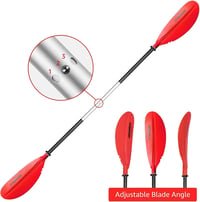 OVERMONT állítható alumínium evező SUP, kajak és kenu - 222 cm, fekete/piros/narancs 7