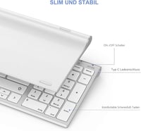 seenda Vezeték Nélküli Billentyűzet-Egér Szett - Újratölthető, Ultravékony Fém Billentyűzet QWERTZ Kiosztással PC/Laptop/Smart TV-hez, Fehér 3