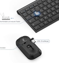 seenda Vezeték Nélküli Billentyűzet és Egér Szett - Ultravékony, Hordozható, Újratölthető, Fekete, PC/Laptop/Smart TV Kompatibilis 4