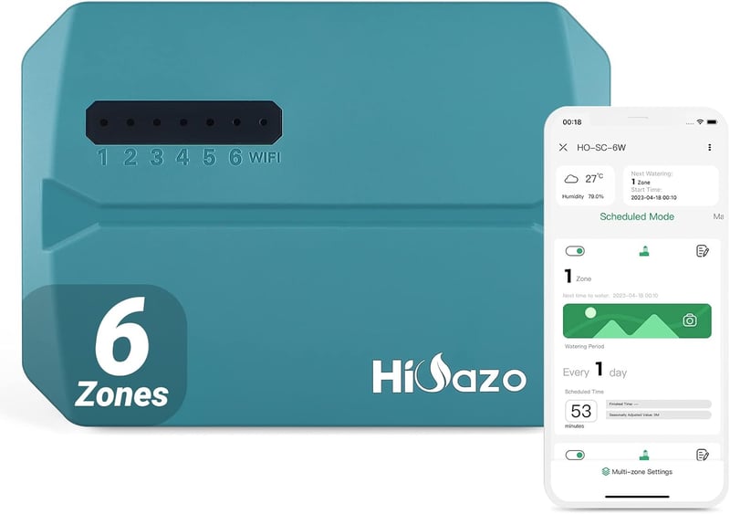 HiOazo WiFi-s öntözésvezérlő, 6 zónás, bel- és kültéri, applikációs felügyelettel