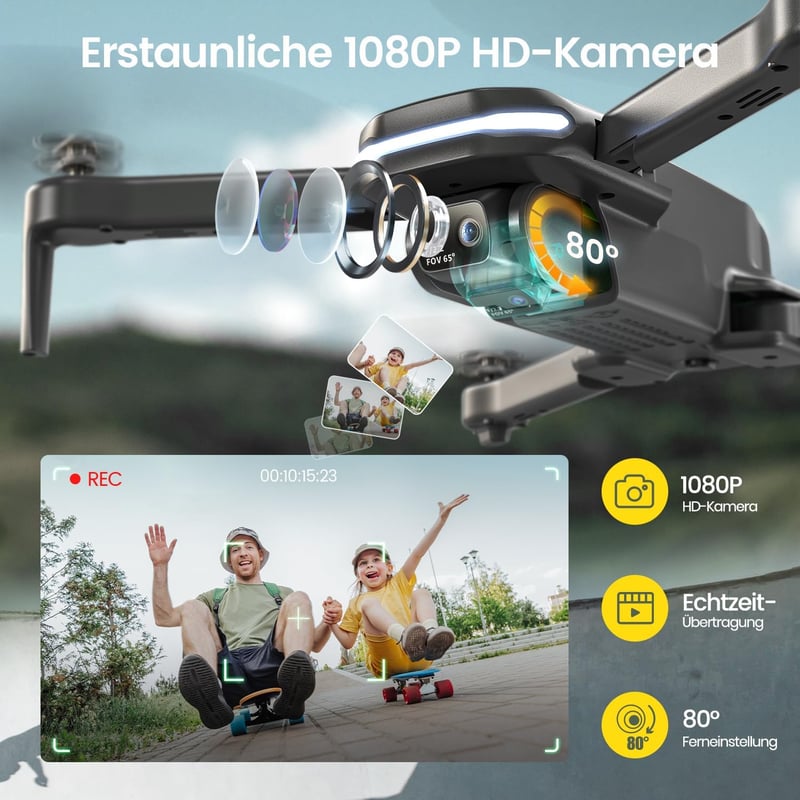 Holy Stone HS280 Összecsukható Drón 1080P HD Kamerával - FPV, Hanggal és Gesztussal Irányítható, 2 Akkumulátorral, Hosszú Repülési Idővel, G