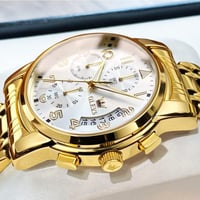 OLEVS Arany Férfi Karóra - Vízálló, Dátumkijelzős, 42mm Acél 3