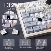 EPOMAKER Galaxy100 Aluminium Mechanikus Gamer Billentyűzet - 96% Méret, 8000 mAh, QMK/VIA, Vezeték Nélküli, Hot-Swap, Retro Dizájn, Wisteria 6