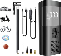 SHTALHST Elektromos Pumpa 6000 mAh Akkumulátorral - 150 PSI Kompresszor LCD Kijelzővel Kerékpárhoz, Motorhoz, Autóhoz - Zseblámpa és Powerba 1