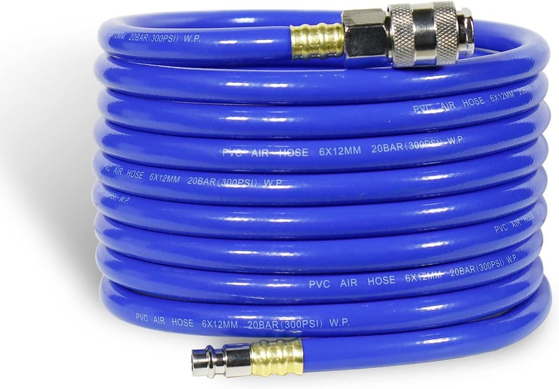 CCLIFE 5m Spirál Sűrített Levegő Tömlő 20 Bar Nyomásálló - 1/4 Colos Kompresszor Cső Gyorscsatlakozóval, PVC, 6,3mm Belső Átmérő
