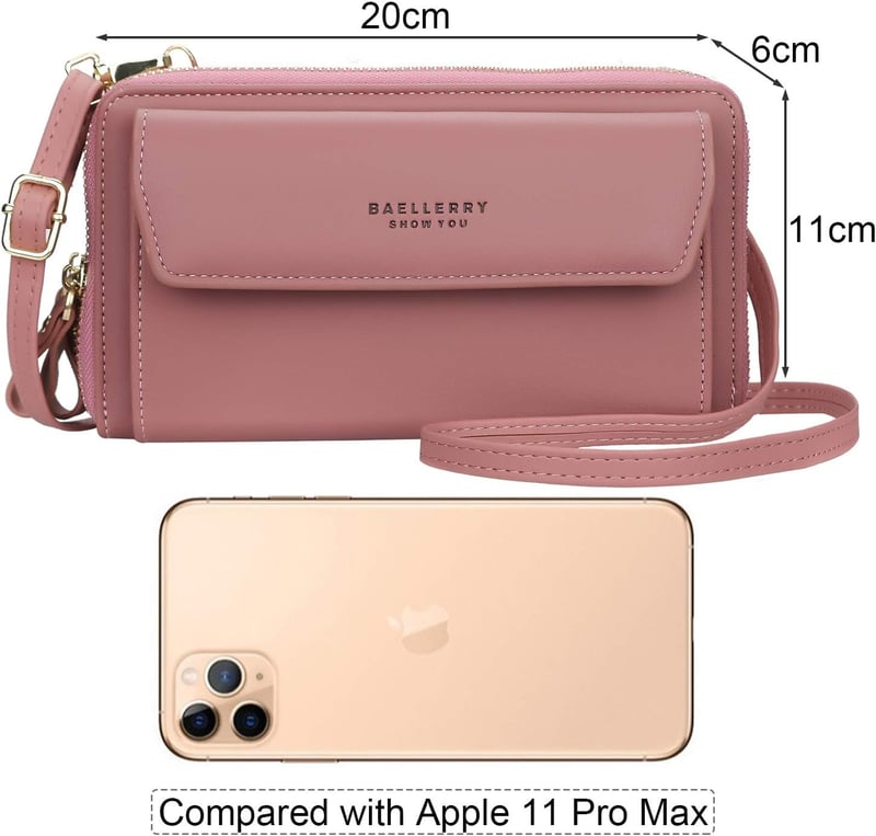 Yixuan női crossbody táska kék PU bőr dupla cipzárral és kártyatartóval