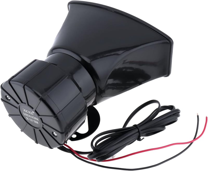 Elektromos 100W-os 12V-os 7 hangú sziréna hangszóróval - autó, motor, mentő, tűzoltó