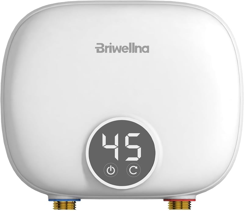 Briwellna 5,5 kW-os átfolyós vízmelegítő LED kijelzővel, kompakt méret, 220V
