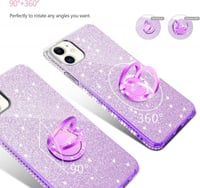 iPhone 12 Mini Lila Glitteres Gyűrűs Tok - Csillogó Lányos Szilikon Védőtok 6