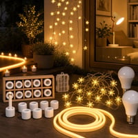Set Magie Luminoasă: 10 mini sfeșnice + 2m bandă LED + 6m ghirlandă + 2 becuri E27 1
