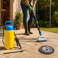 Gyommentes udvarcsomag: fugakefe + MultiJet kefekészlet + 5 l nyomásos permetező 1