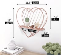 Afuly Rozéarany Fali Polc - Szív Alakú Fém Lebegő Polc Hálószobába, Konyhába, Fürdőszobába - Egyedi Dekoráció 10 kg Teherbírással 3