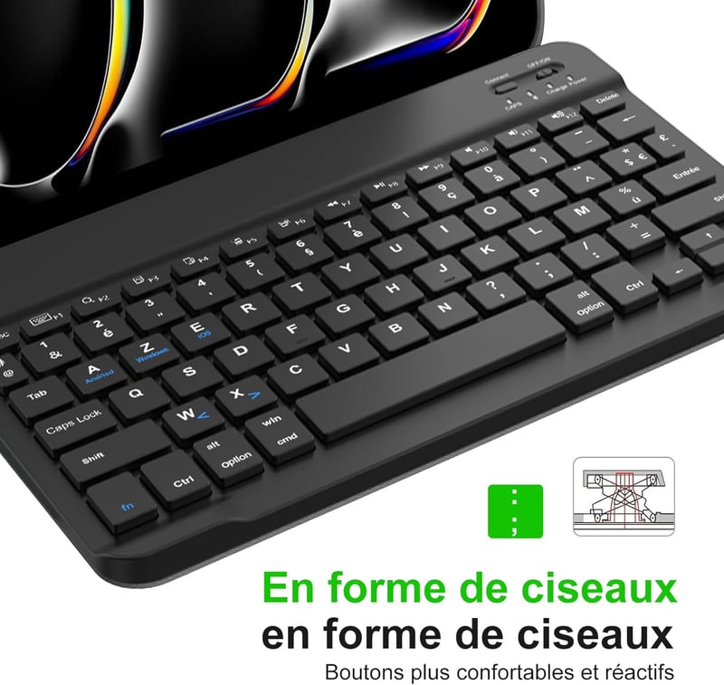 FARYODI iPad Pro 11 (M4) 2024 Védőtok AZERTY Francia Billentyűzettel - Levehető Bluetooth Billentyűzet, Beépített Tolltartó, Fekete