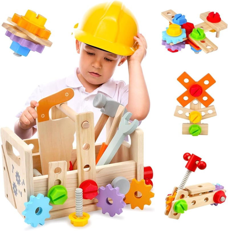 Fa Montessori szerszámosláda játék gyerekeknek 3 éves kortól