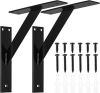 Polckonzol Szett - 2 db Fekete Fali Tartó Konzol Konyhába, Fürdőszobába - 150 mm Porfestett Vas Polctartó Könyvespolchoz, Tárolóp 1