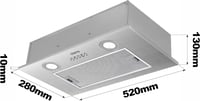 Ciarra CBCS5913A Páraelszívó Alap, 52 cm Széles, 300 m³/h Teljesítmény, Rozsdamentes Acél, LED Világítás, 3 Fokozat, Alumínium Zsírszűrő, CB 6
