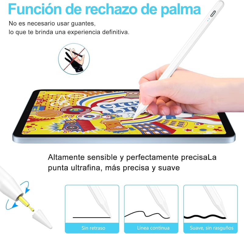 KBCASE iPad Érintőceruza - Dőlésfelismerő Stylus Toll Kompatibilis iPad 2018-2022 Modellekkel, 5 Cserélhető Heggyel