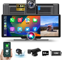 Jansite 10,26" Vezeték Nélküli CarPlay Android Autós Kijelző 2.5K Fedélzeti Kamerával, Tolatókamerával, Bluetooth, Mirror Link, 64GB TF Kárt 1